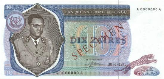 10 Zaïres 30.6.1971